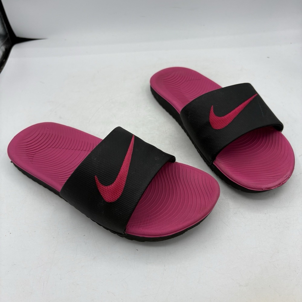 Nike Sandals Girls Size 5 Y Youth Kids Kawa Slide Black Pink 819353-001